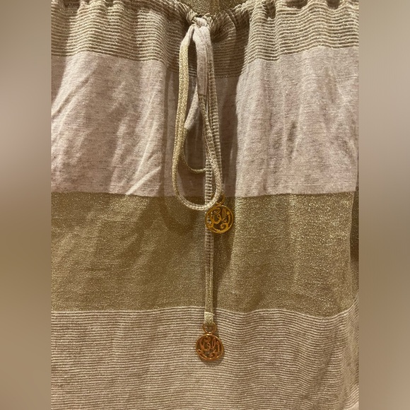 NWOT Luli Fama T-Back Mini Dress Swim Cover Coverup Gold with Stripes XS - Picture 5 of 12